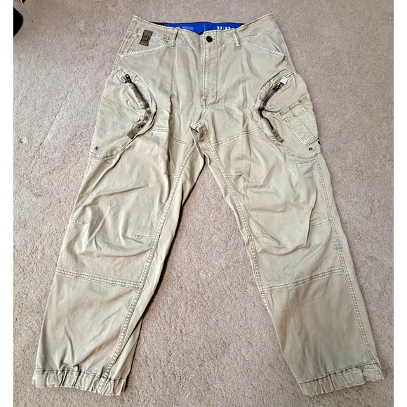 G Star Raw Mens Cargo Pants Rovic 3D Air force Relaxed Beige Size 33x28 - Picture 1 of 12